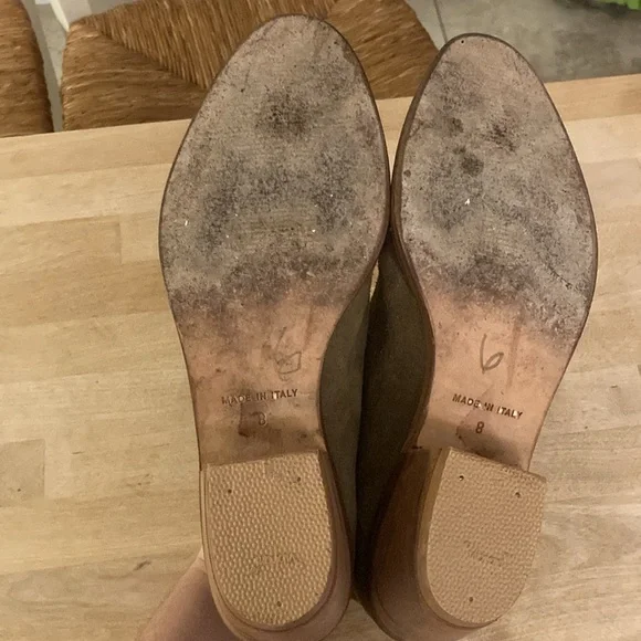 Garnet Hill Olive Green Suede Whipstitch Ankle Boots Made in Italy Size 8 - Picture 6 of 8